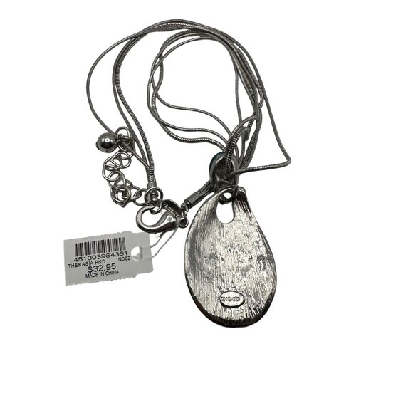 Chico's Necklace NWT Jewlery Statement 22.5" Adjustable Silver Tone Blue Green - Picture 4 of 9